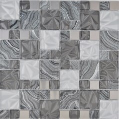 Piastrelle di vetro a mosaico acciaio grigio antracite nero rivestimento backsplash cucina bagno