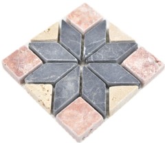 Mini travertino pietra naturale rossoverona rosa grigio antracite beige intarsio parete bagno cucina pavimento sauna - MOSDEKO01