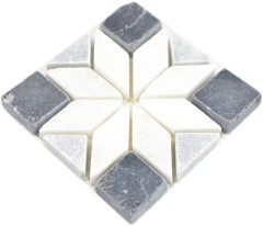 Mini intarsio in pietra naturale travertino decorazione marmo bianco grigio chiaro antracite pavimento sauna parete bagno cucina WC - MOSDEKO13