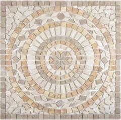 XL intarsio pietra naturale giallo oro beige chiaro noce marrone travertino mosaico piastrelle pavimento cucina parete bagno sauna - MOSDEKO79