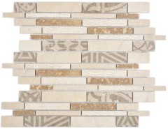 Piastrella di marmo mosaico ceramico beige crema parete backsplash bagno - MOS180-B0327B