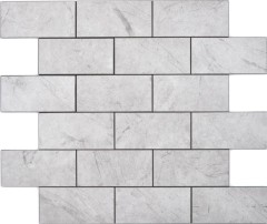 mosaico vinilico autoadesivo effetto pietra grigio Carrara look subway mosaico piastrelle parete backsplash cucina bagno MOS200-MLM