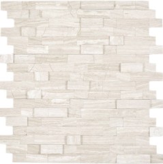bastoncini autoadesivi mosaico composito pietra naturale Traverin beige piastrelle backsplash cucina parete ottica MOS200-M02