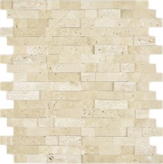 bastoncini autoadesivi mosaico composito pietra naturale Traverin beige piastrelle backsplash cucina parete ottica MOS200-M42