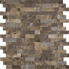 bastoni autoadesivi mosaico composito pietra naturale emparador marrone piastrelle backsplash cucina parete look MOS200-M52