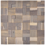 pannello di legno mosaico autoadesivo di fronte noce marrone 3D muro di legno cucina piastrelle backsplash