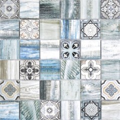 Mosaico patchwork mix azzurro azzurro Mosaico muro look legno cucina MOS160-w300