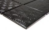 Modello a mano mosaico retro vintage piastrelle in ceramica nero Spirito nero MOS22B-1403_m