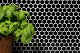 Modello a mano mosaico piastrelle ceramica esagono nero lucido parete piastrelle bagno MOS11A-0302_m