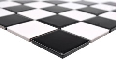 Piastrella di mosaico per cucina dipinta a mano Scacchiera nera bianca lucida MOS16-CD200_m