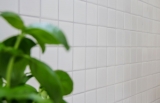 MOS16B-0111_m: piastrella di mosaico a mano in ceramica bianca opaca specchio per bagno