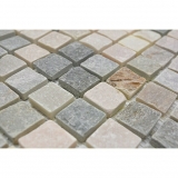 Piastrella di mosaico dipinta a mano quarzite pietra naturale quarzite beige alzatina cucina grigio MOS36-0206_m