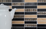 Piastrella di mosaico decorata a mano in marmo pietra naturale rettangolo pietra intagliata oro nero MOS40-STN79_m