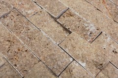 Campione a mano mosaico muro di pietra Travertino pietra naturale noce Mattone Splitface Noce Travertino 3D MOS43-44248_m