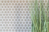 Piastrella di mosaico dipinta a mano ECO Recycling GLAS Hexagon Smalto crema opaco MOS140-HX13C_m