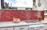 Piastrella di mosaico vintage retrò dipinta a mano Rosso traslucido Mosaico di vetro Cristallo ottico rosso MOS78B-0902_m