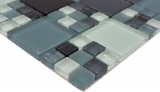 Piastrella di mosaico dipinta a mano grigio traslucido nero combinazione di mosaico di vetro Cristallo grigio nero grigio opaco MOS78-0204_m