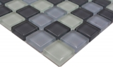 Piastrella di mosaico dipinta a mano Grigio traslucido Mosaico di vetro Grigio cristallo BAGNO WC Cucina PARETE MOS72-0204_m