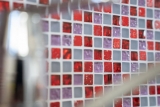 Mosaico dipinto a mano Piastrella traslucida rosso rosa bianco Mosaico di vetro Cristallo Resina rosso rosa bianco opaco MOS92-0911_m