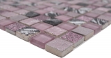 Piastrella di mosaico dipinta a mano Backsplash di piastrelle Rosa traslucido Mosaico di vetro Cristallo di resina rosa BAGNO WC Cucina PARETE MOS82-1104_m
