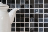 Piastrella di mosaico dipinta a mano Backsplash di piastrelle Traslucido grigio scuro nero Mosaico di vetro Pietra di cristallo Rilievo grigio scuro nero MOS83-HQ29_m