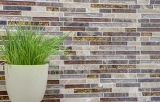 Piastrella di mosaico campione dipinta a mano Rivestimento traslucido beige marrone Mosaico di vetro composito Cristallo di marmo beige marrone MOS86-1302_m