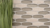 Piastrella di mosaico decorata a mano Backsplash di piastrelle Grigio traslucido Forma di barca Mosaico di vetro Pietra di cristallo grigio MOS85-BM59_m