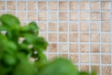 Piastrelle di mosaico retro vintage in ceramica beige marrone per cucina MOS18D-1412_f | 10 tappetini di mosaico