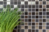 Piastrelle di mosaico in ceramica nero argento antracite cromo per lalzatina della cucina MOS18-0317_f | 10 tappetini di mosaico