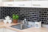 Metro Subway mosaico piastrelle ceramica nera backsplash cucina MOS26WM-0301_f | 10 mosaico tappetini