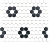 Piastrelle mosaico ceramica esagono nero bianco opaco backsplash cucina MOS11A-0103_f | 10 tappetini mosaico
