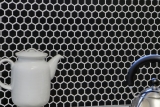 Piastrelle di mosaico in ceramica esagono nero opaco doccia splashback piastrelle backsplash MOS11A-0311_f | 10 tappetini di mosaico