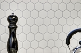 Piastrelle di mosaico in ceramica esagonale bianco lucido per cucina MOS11B-0102_f | 10 tappetini di mosaico