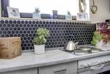 Piastrelle a mosaico in ceramica esagono nero opaco backsplash cucina MOS11B-0311_f | 10 tappetini a mosaico