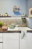 Piastrella a mosaico ceramica grigio ventaglio pietra grigio lucido alzatina cucina MOS13-FS02_f | 10 tappetini a mosaico