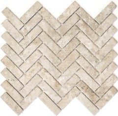 Piastrella a mosaico in ceramica a spina di pesce effetto pietra beige backsplash cucina MOS24-SO76_f | 10 tappetini a mosaico
