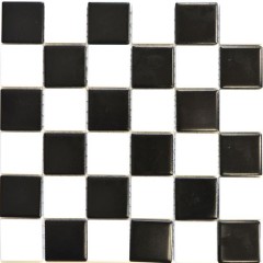 Piastrella a mosaico in ceramica bianca nera opaca a scacchiera MOS16-CD202_f