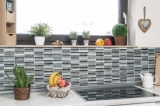 Piastrella di mosaico Aste traslucide Mosaico di vetro Crystal Day argento MOS87-STDS_f | 10 tappetini di mosaico
