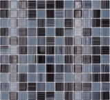 Piastrella di mosaico Traslucido nero jet white Mosaico di vetro Cristallo nero jet white MOS64-0302_f | 10 tappetini di mosaico