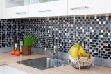 Piastrella di mosaico Acciaio inox traslucido nero Mosaico di vetro Acciaio cristallo nero Vetro MOS63-CM-426_f | 10 tappetini di mosaico