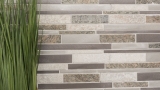 Piastrella a mosaico Quarzite pietra naturale alluminio grigio argento beige chiaro Backsplash di piastrelle composite MOS49-XSA535_f