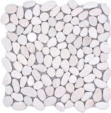 Piastrella a mosaico fiume ciottolo pietra ciottolo ciottolo arco bianco crema MOS30-0102_f