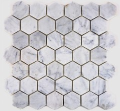 Piastrella a mosaico marmo pietra naturale Esagono marmo bianco aspetto Carrara MOS44-0103_f