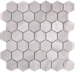 Piastrella di mosaico marmo pietra naturale esagono marmo grigio righe MOS44-1205_f