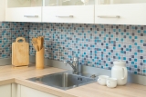 Piastrella di mosaico Traslucido blu-grigio Mosaico di vetro Cristallo Resina blu-grigio MOS82-0402_f