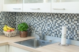 Piastrella di mosaico Traslucido grigio nero Mosaico di vetro Cristallo Resina grigio nero argento MOS83-0226_f