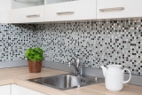 Piastrella a mosaico Acciaio inox traslucido argento nero Mosaico di vetro Acciaio cristallo argento nero MOS92-0207_f
